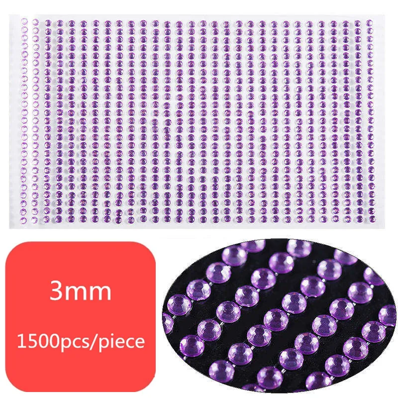 Light purple 3/4/5 мм самоклеющиеся Стикеры со стразами для ногтей ног дизайн аппликация Маникюр Скрапбукинг наклейки - Цвет: Light purple