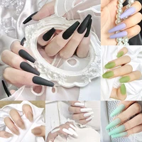 24pcs solid color frosted matte short trapezoid nail art long ballet wear nail art false nail set manicure art tool fake nails