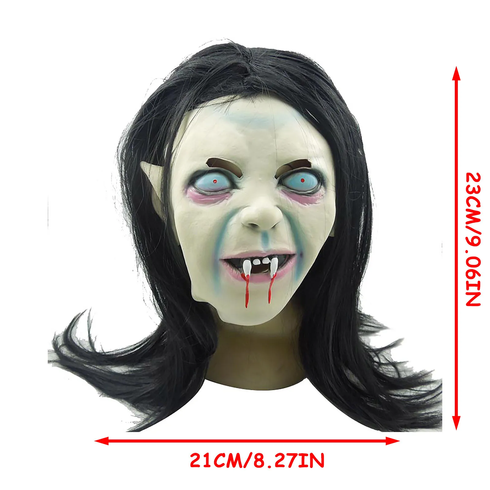 Страшная гримаса на Хэллоуин яркий черный длинный парик маска вечерние забавные