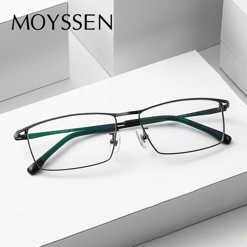 Men's Luxury Pure Titanium Frame Glasses Eyebrow Business Style Optical Myopia Eyeglasses Ultralight Prescription Eyewear -2.25