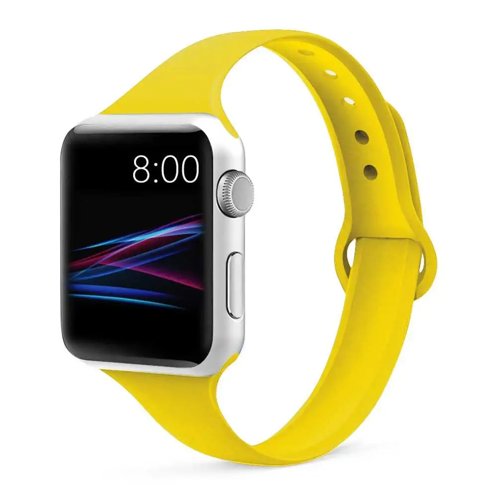 2 yellow Strap for Apple watch 4 band 44mm 40mm iWatch band 38mm 42mm Sports silicone bracelet Watchband for correa Apple watch 3/2/1 - Цвет ремешка: 2 yellow