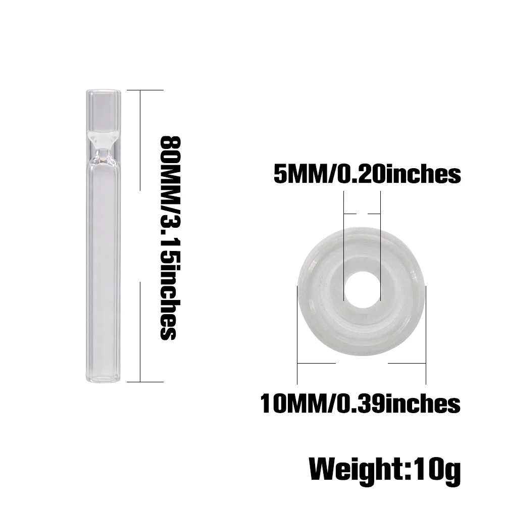 Прямая стеклянная курительная трубка длиной 80 мм Стандартная Стеклянная палочка