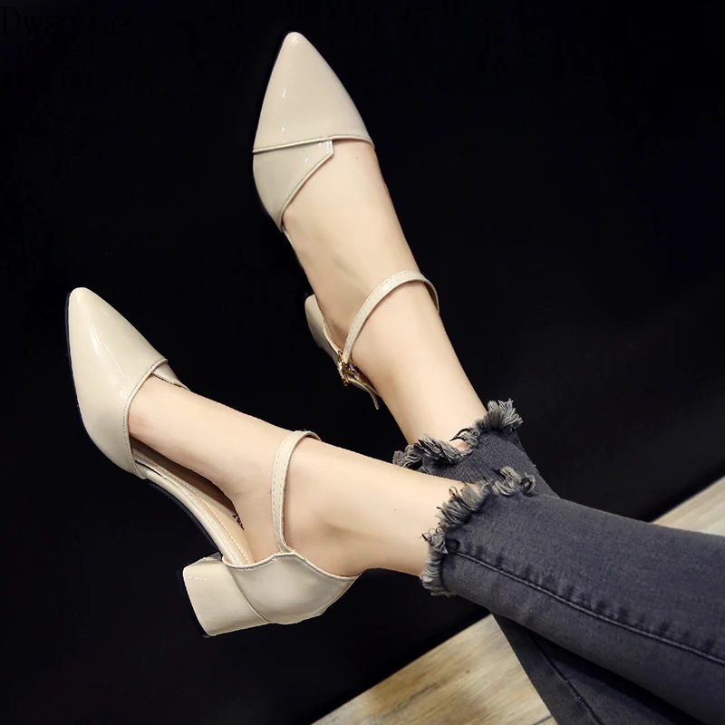 Freshman with thick and comfortable wild Baotou sandals fashion fresh pointed high heels. | Обувь