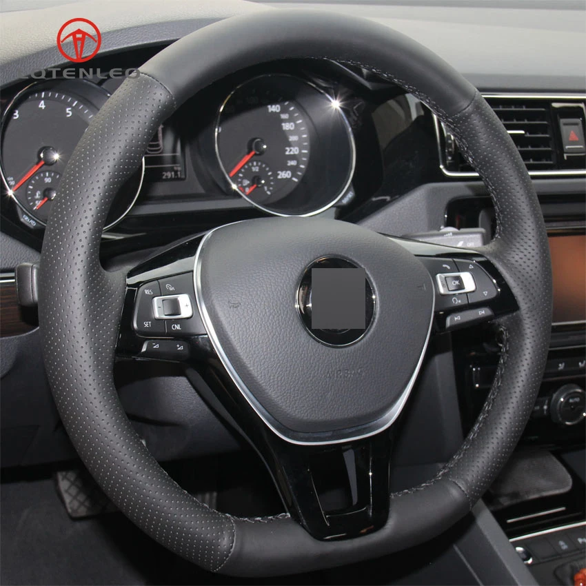 LQTENLEO черный искусственная кожа Чехол рулевого колеса автомобиля для Volkswagen VW Golf 7