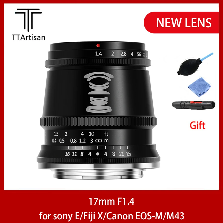 

TTartisan 17mm F1.4 Camera Lens APS-C Manual Fixed Focus Lens For Sony E Fuji Fujifilm X FX M4/3 Canon EOS-M Mount Camera