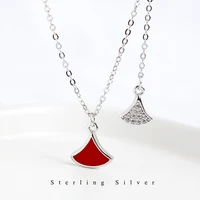 design fan shaped skirt necklace s925 pure silver necklace chic women s clavicle chain jewelry cross power necklaces