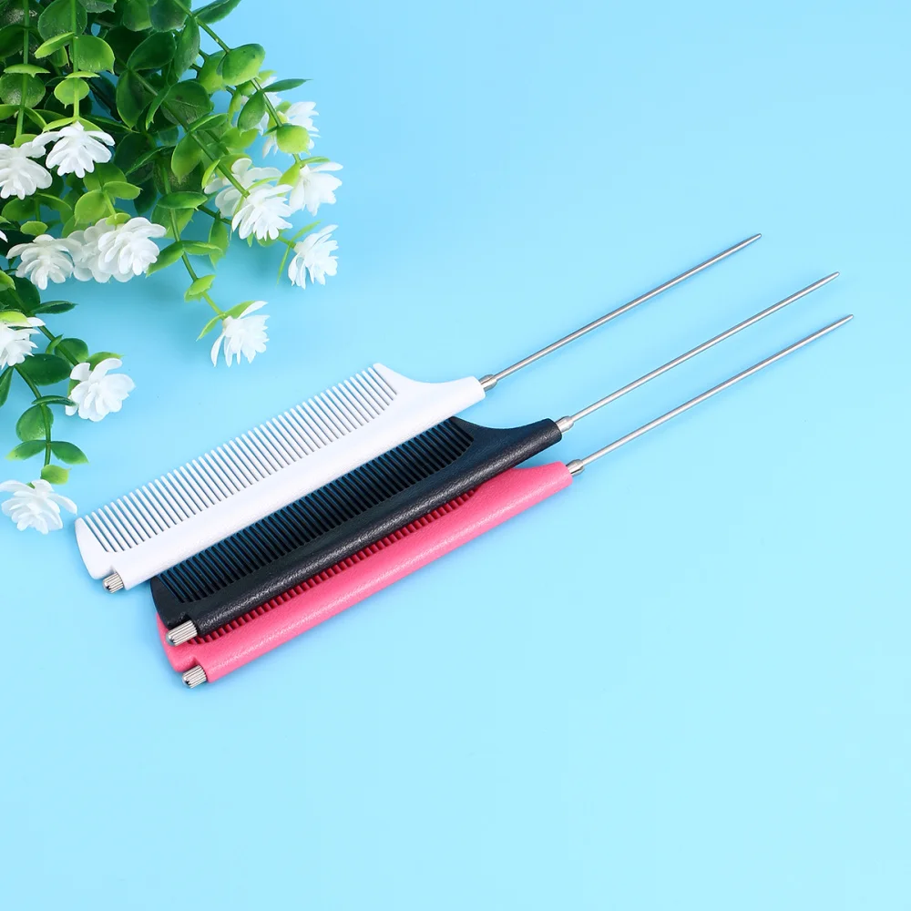 

3pcs Stretch Pointed Tail Combs for Home Salon Hairdressing Rake Comb for Home Salon (White, Black, Red)