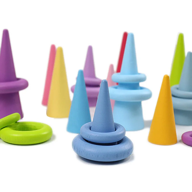 

Деревянная детская игрушка macaron ferrule концентрическое кольцо в форме сердца строительные блоки раннее образование Монтессори игрушки для де...