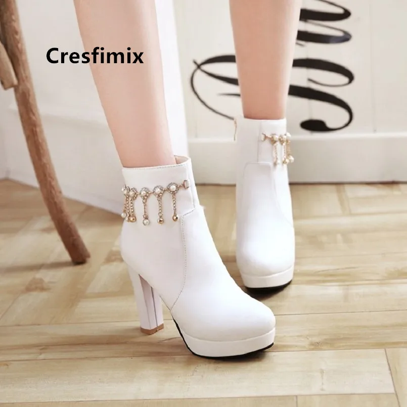 

Cresfimix botas de mujer; Женские милые черные ботинки martin из искусственной кожи на высоком каблуке; Женские ботильоны; Модные повседневные осенние бо...