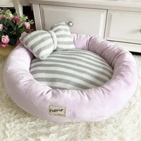 dog bed mats round puppy pads winter warm velvet soft lounger sofa for kitten puppy pet cat litter nest kennel with pillow