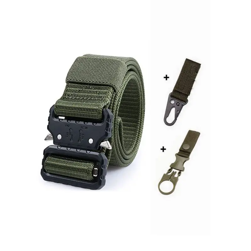 Tactical Belt Military Belt Army Combat Training Outdoor Hunting Adjustable High Quality Nylon Belt Security Accessories - Цвет: A belt and 2 hook