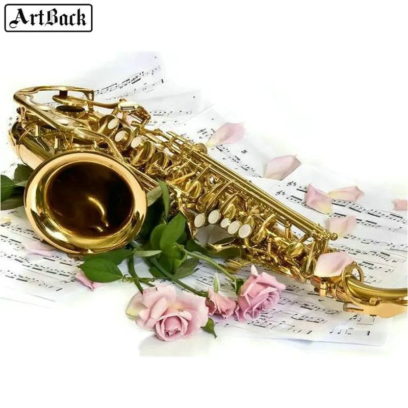 ARTBACK 5D DIY Алмазная картина саксофон цветок музыка полный квадратный/круглый 3d