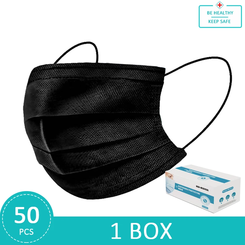 Черная одноразовая маска для лица с защитой от ветра дышащая унисекс Нетканая