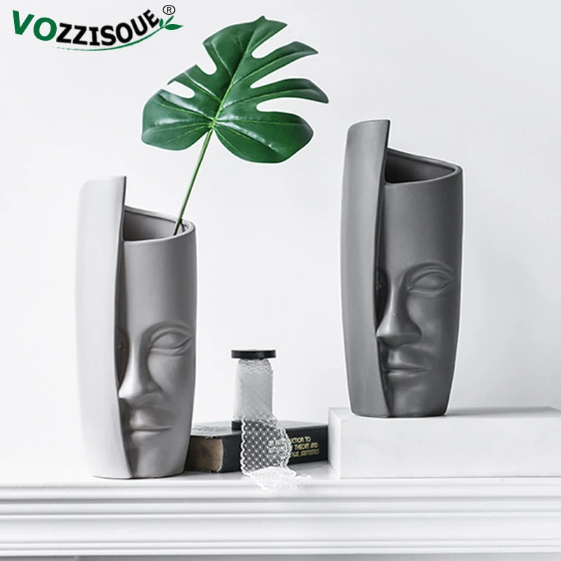 Скандинавская Минималистичная керамическая абстрактная ваза искусственное