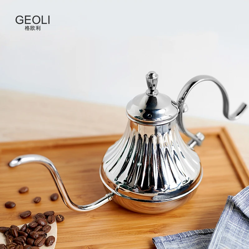 Чайник кофейный из нержавеющей стали с фильтром тонкая капельная труба гусиная
