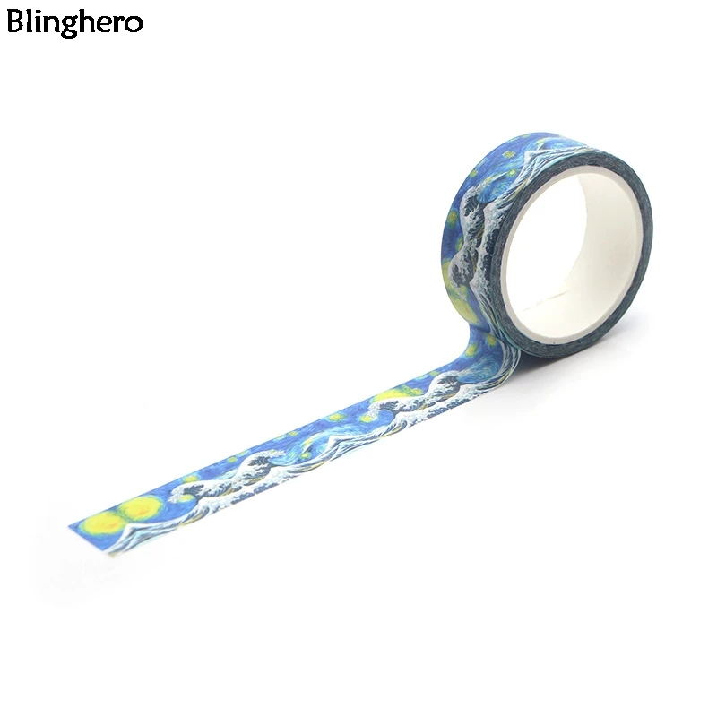 Blinghero Kanagawa Wave 15mmX5m Cool Washi Tap DIY Masking Tape Adhesive Tapes Cartoon Decorative Tapes Scenery Decal BH0040 images - 6