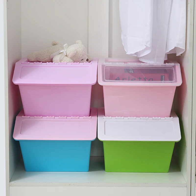 

Large storage box plastic with cover clothes children's toys zero food finishing box kitchen storage box transparent