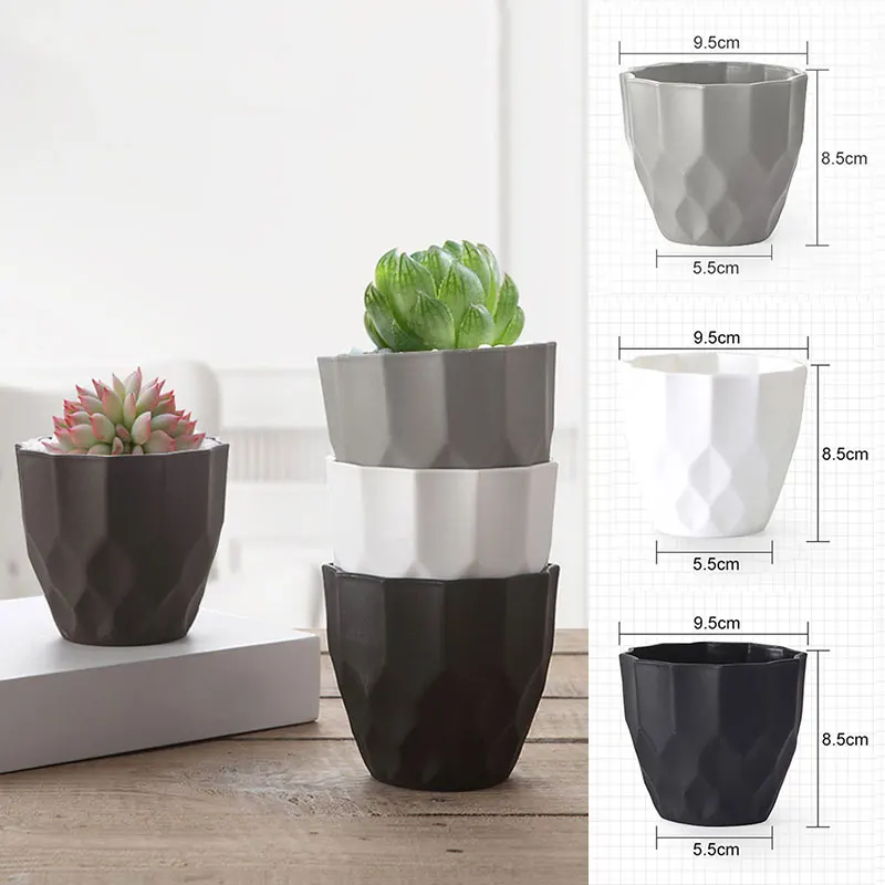 

Plastic Succulent Planting Pots Frosted Round Flower Pots Tabletop Simple Gardening Potted Plants High Quality Nursery Flowerpot