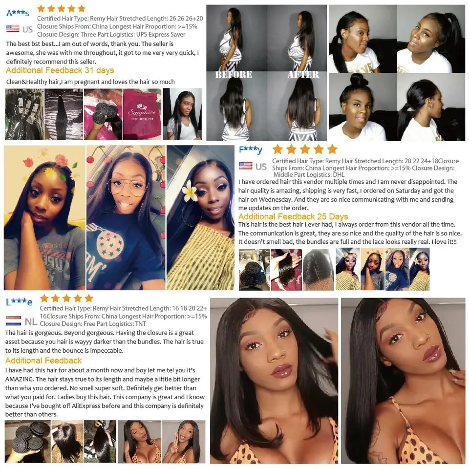 

Straight Bundles with Closure Middle Part Lace Closure T part 4x4 Lace Closure With Weaves Human Hair Extension For Women