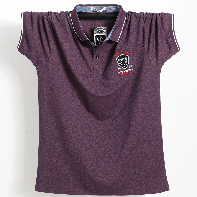 

2021 Plus Size M-6XL Summer New Men's Casual Gray POLOS Shirt Casual Loose Fuchsia Blue ShirtS Youth Style Blue POLO Shirt