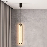 nordic pendant light led modern 45cm 12w 220v aluminum black golden bedside bedroom living room background wall oval light lux