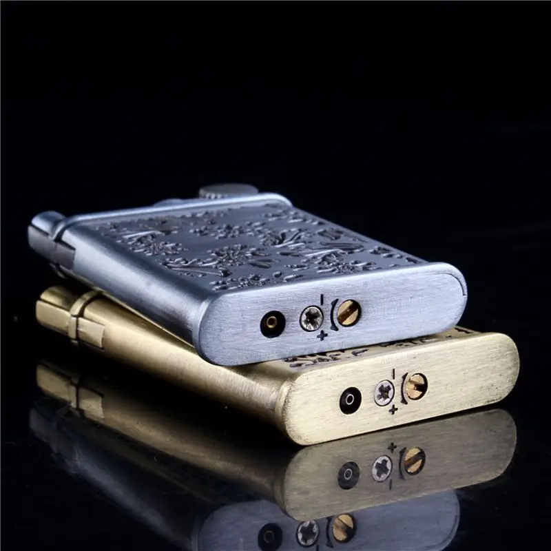 Ретро Цветочная резная Античная Зажигалка кремневая шлифовальная круглая