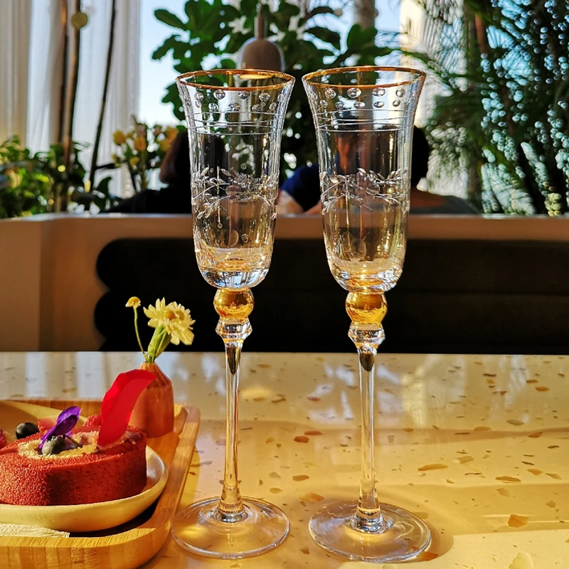 

Набор стеклянных бокалов для вина, набор из 2 хрустальных бокалов для шампанского, бокал для вырезания, Свадебные бокалы в подарочной коробк...