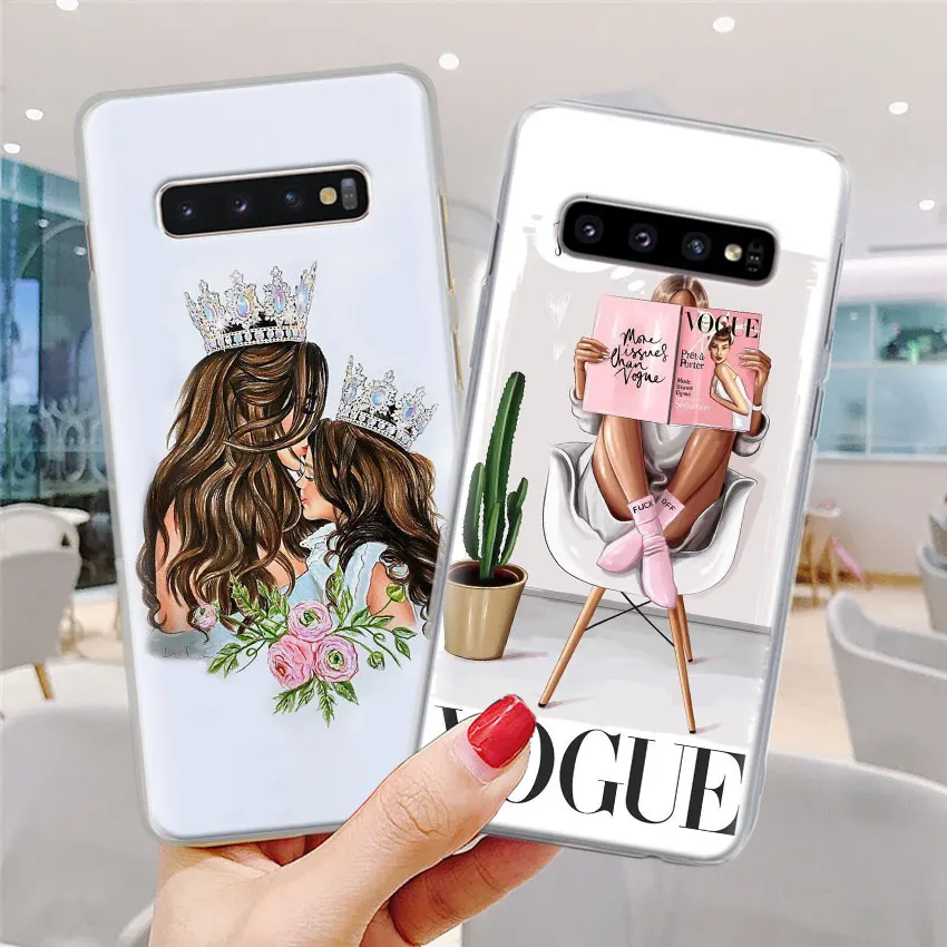 Черный чехол для телефона с изображением мамы и королевы для samsung Galaxy S10e S10 Plus S7 S8 S9 Plus Note 8 9 10 Plus S10 5G жесткий чехол
