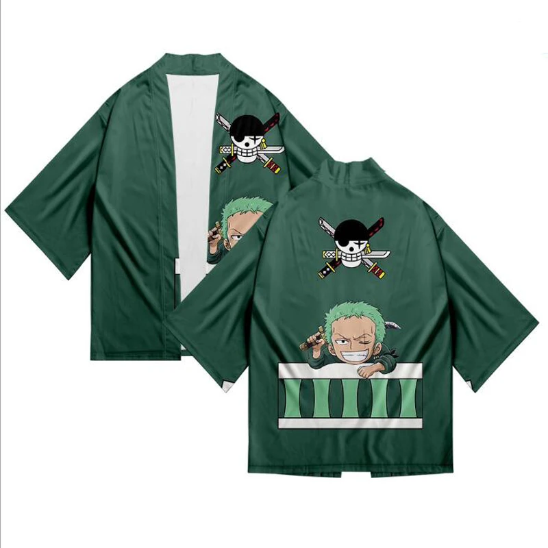 

Anime One Piece Kimono Cardigan Shirt Men Monkey D Luffy Roronoa Zoro Cosplay Costume Yukata Haori Traditional Japanese Clothing