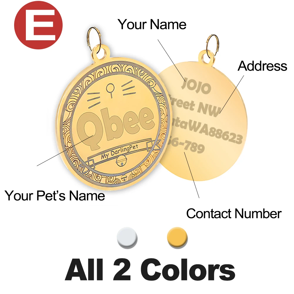 Персонализированная бирка для ошейника собаки с гравировкой имени большой
