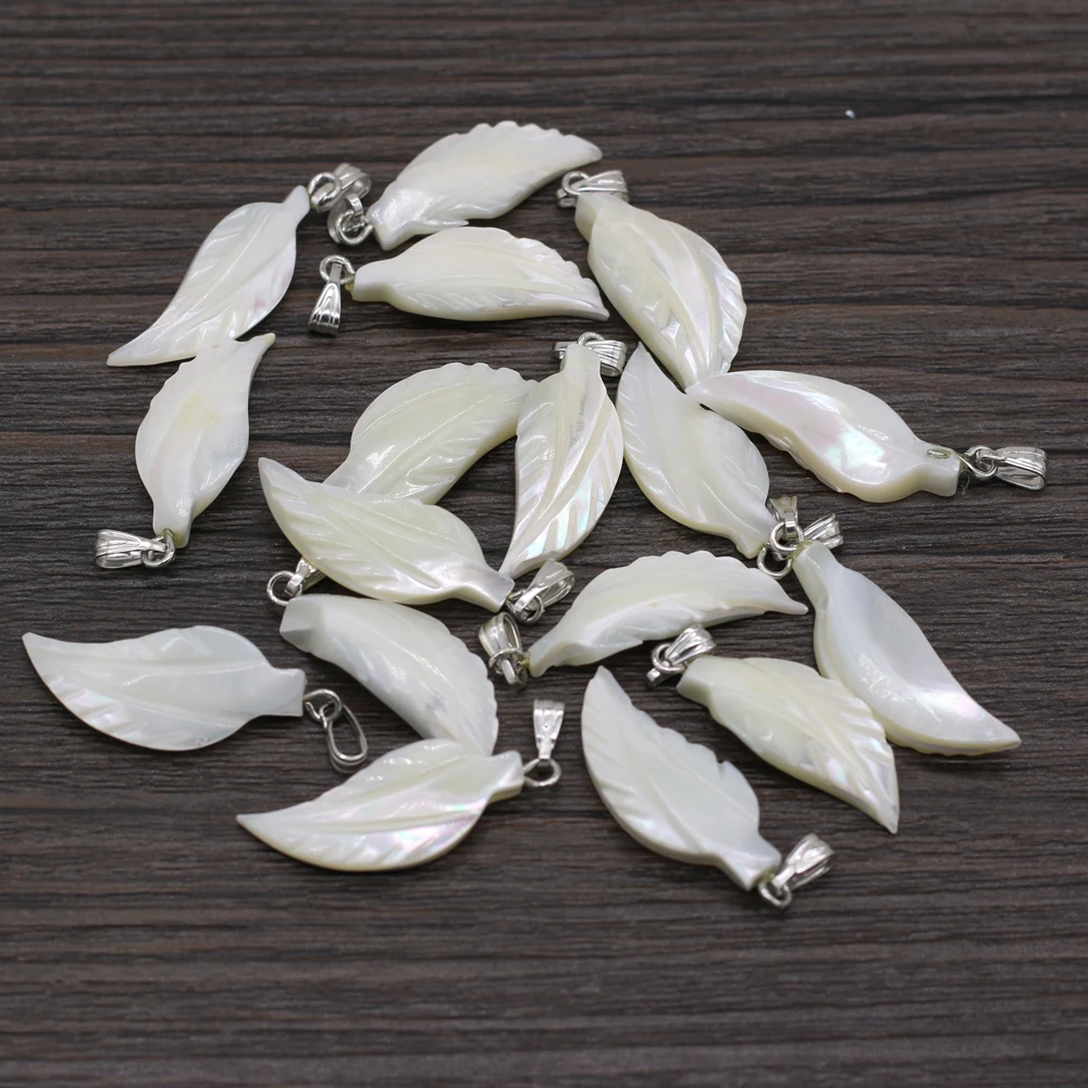 

4Pcs Small Pendant High-Quality Natural Shell Leaf Shape Charms for DIY Earring Necklace Accessories Unisex Jewelry Gift 10x30mm