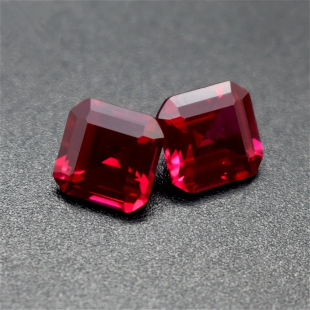 

High Quality Ruby Square Faceted Gemstone Emerald Cut Ruby Gem 6x6mm/8x8mm/9x9mm GR37