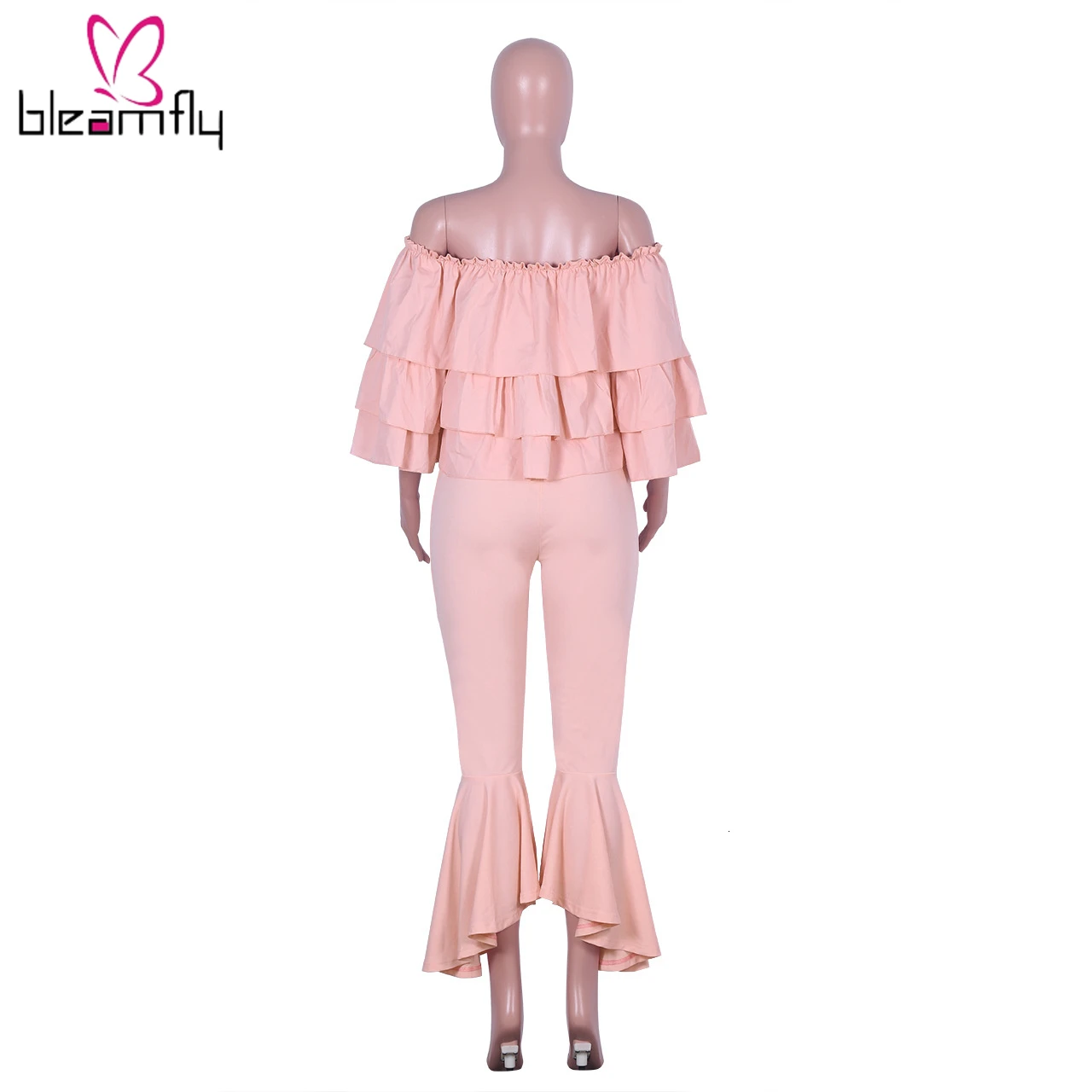 Женские осенние с открытыми плечами ниспадающие оборки блузки рубашка клеш