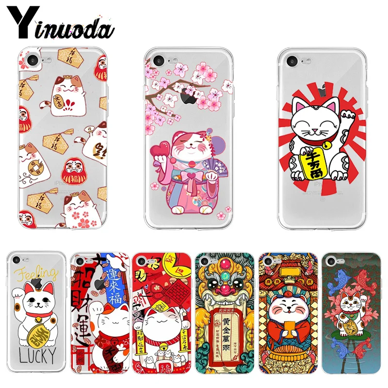 Yinuoda вишня в цвету Lucky Cat японский Уникальный Модный чехол для телефона Apple iPhone 8 7 6