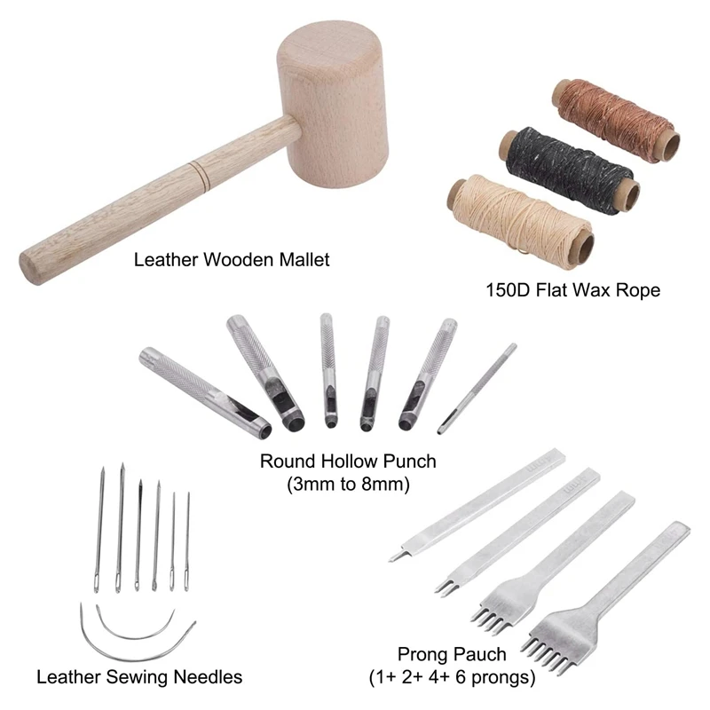 Новый кожаный набор 22 шт ручной инструментов с 4 мм Пробивной перфорацией полых