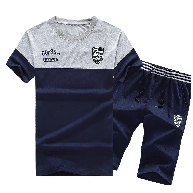 2 шт. новые комплекты футболок Мужская модная толстовка мужские футболки + шорты