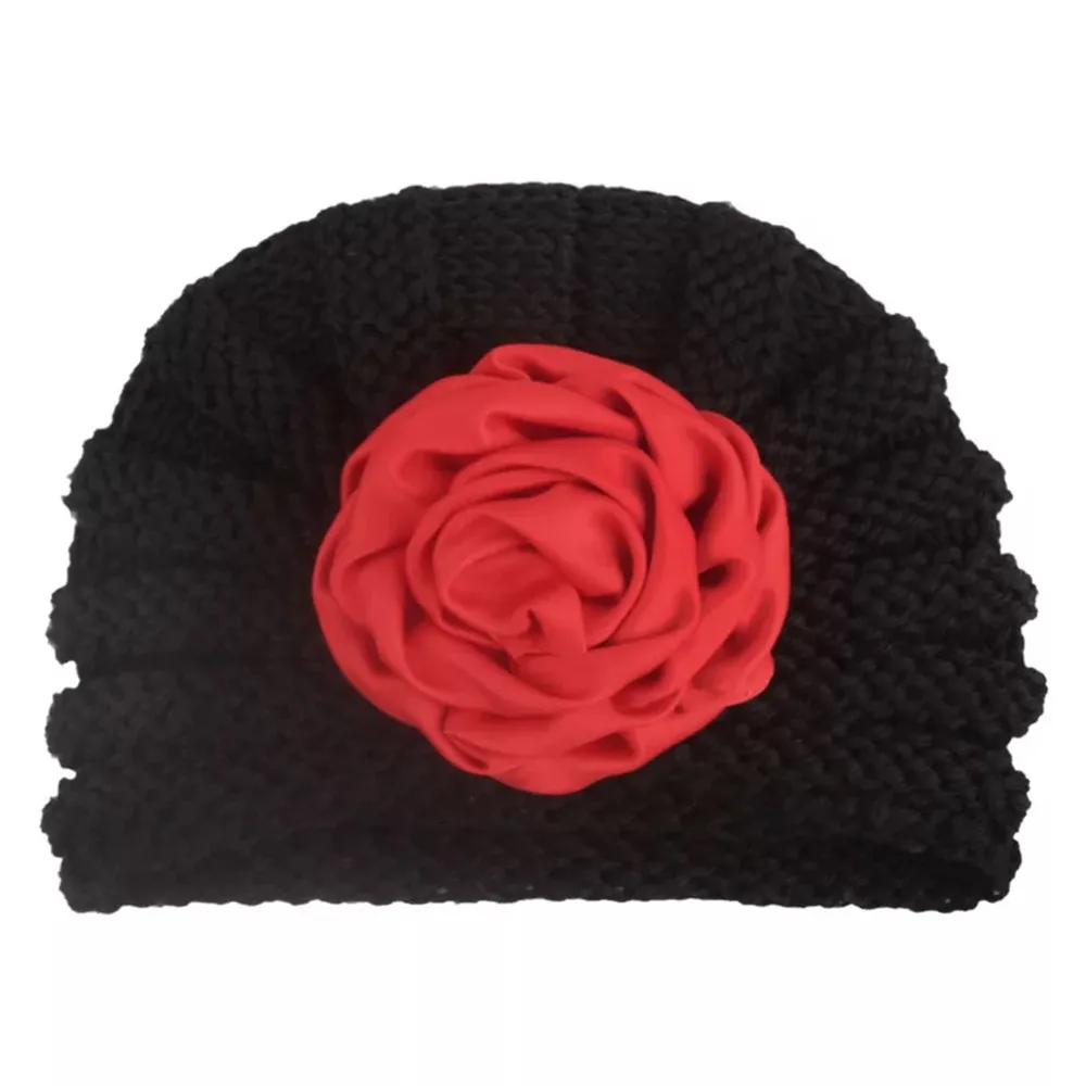 Шапка YALOODE для новорожденных хлопковая вязаная разноцветная с цветами 1 шт. |