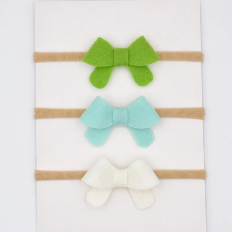 28 шт./партия 2 дюйма ручная работа фетровая повязка на голову с бантом крошечный