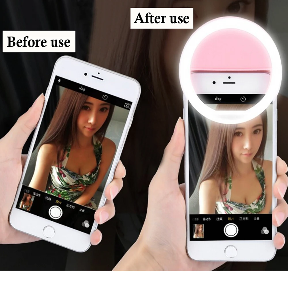 Универсальная светодиодная Кольцевая вспышка для объектива камеры мобильного