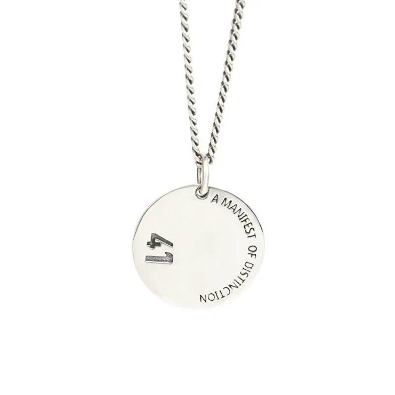 

925 Sterling Silver Round Shape Long Pendant Sweater Necklace For Women Do The Old Female Vintage Jewelry 2021 Trend