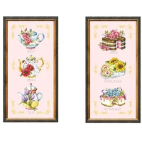 teapot cake cross stitch kit flower package aida 18ct 14ct pink canvas fabric embroidery diy handmade needlework