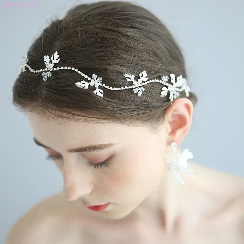 Silver Color Rhinestone Bridal Hair Vine Leaf Women Headband Tiara Handmade Wedding Piece Accessories | Украшения и аксессуары