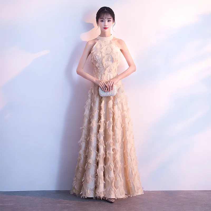 Бордовое женское банкетное платье длинное свадебное с лямкой на шее женские