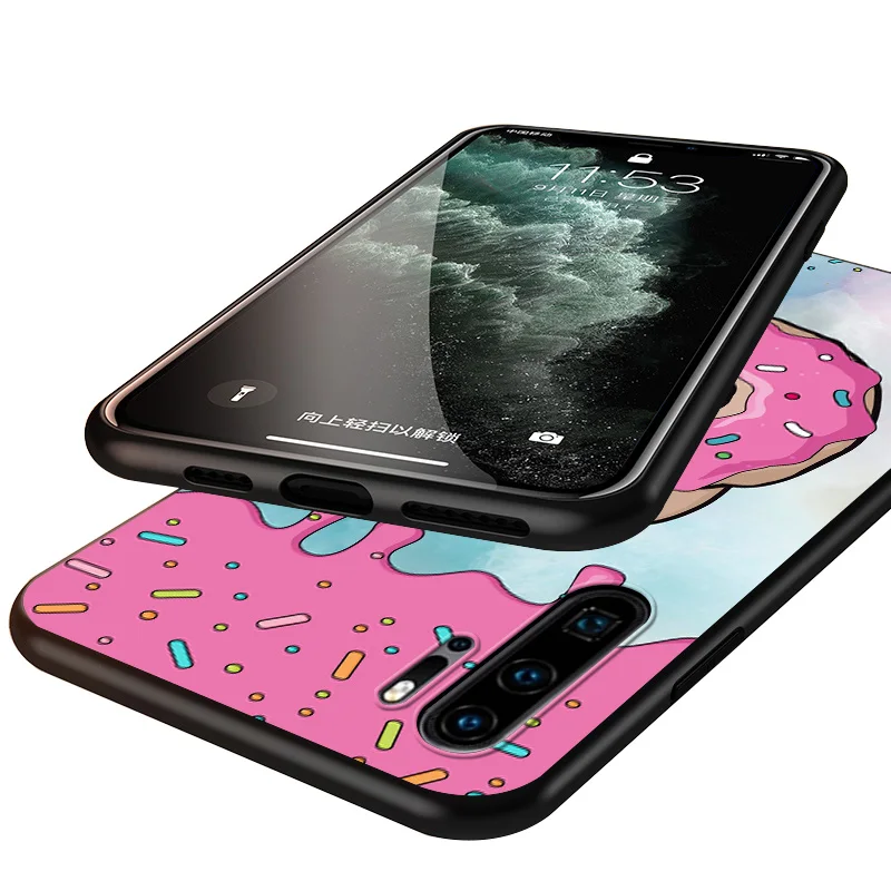 

Food Dessert Chocolate Black Cover For Huawei P40 P30 P20 P10 P9 P8 Lite E 5G 2017 2019 Pro Plus Phone Case
