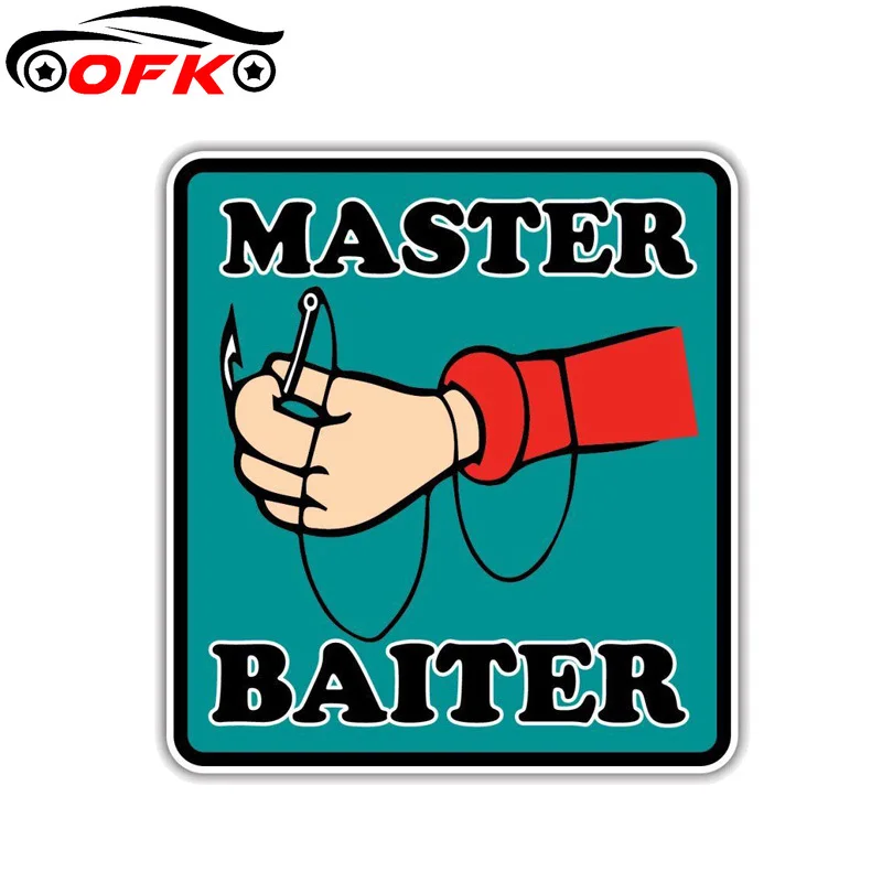 

OFK Hot Sell Popular Car Stickers Master Baiter Funny Fishing Car Sticker Reflective Decal 13cm*10cm