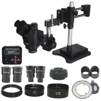 3 5x 180x double arm simul focal trinocular stereo microscope 48mp hdmi compatible 2k digital usb microscopio camera led lights
