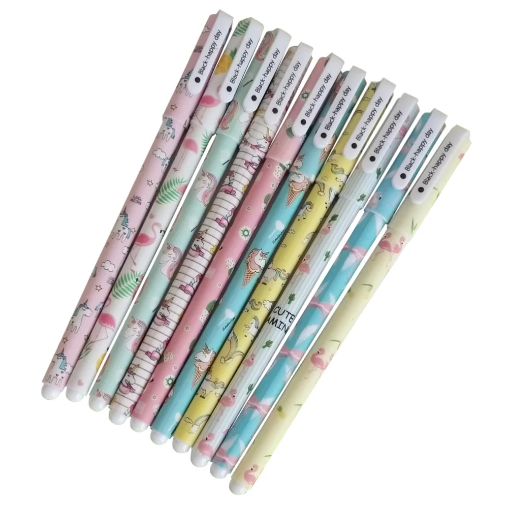 

10Pcs Ink Pen 0.5mm Cartoon Stationery Ballpoint Roller Pen Office School Supplies Students Children Gift (and Unic