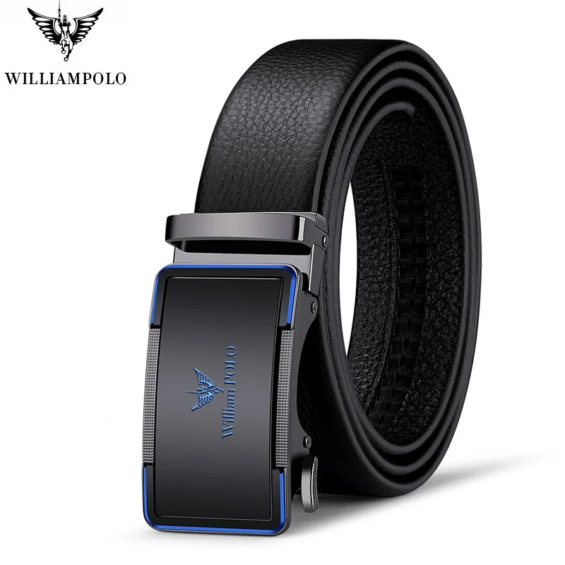 

WILLIAMPOLO Genuine leather Belt Men Top Quality Luxury high quality Business Belts for Men Strap Male Metal Automatic Buckle