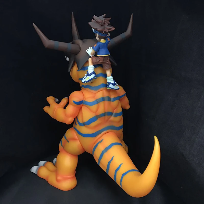 

28.5CM Digimon Adventure Anime Figure Greymon Taichi Yagami Standing Form PVC Action Figure Collection Model Toy For Kids Gifts