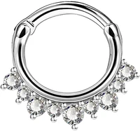 14g stainless steel septum ring clear cz nose ring hoop septum clicker jewelry